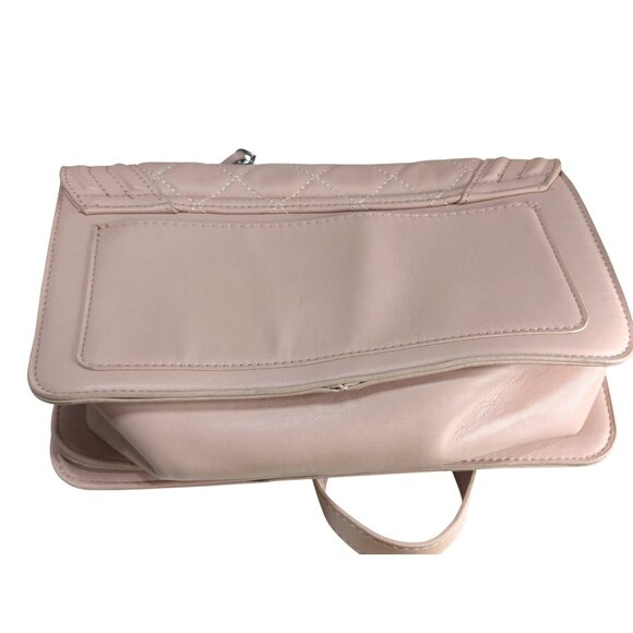 Badgley Mischka Pink Quilted Shoulder Bag With Pearls & Chain Strap - Picture 7 of 9